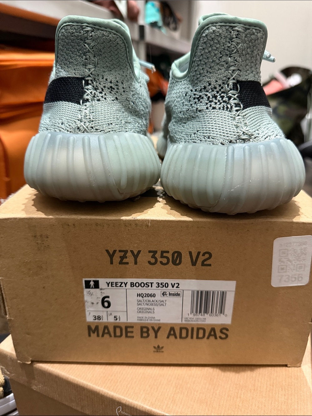 adidas Kids Yeezy Boost 350 V2 Seafoam Mint with Black Stripe